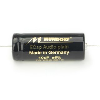 Mundorf ECap AC PLAIN  Audio Electrolytic capacitor  Elko (bipolar & glatt) 10 uF 5%, 70VDC