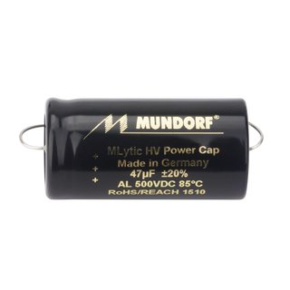 Mundorf MLytic HV Power Cap  2 axiale Wire 47 uF 20%, 500VDC