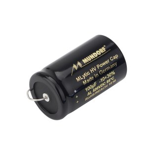 Mundorf MLytic HV Power Cap  2 axiale Drhte 100 uF 20%, 500VDC