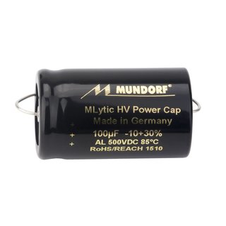 Mundorf MLytic HV Power Cap  2 axiale Drhte 100 uF 20%, 500VDC