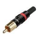 HICON Cinch RCA, 2-pol , plug, goldplated contacts, red