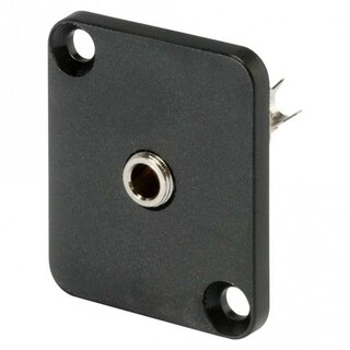 HICON Mini-jack, 3,5mm, 3-pole , metal-, Soldering-female connector, nickel plated contacts, Type D, black