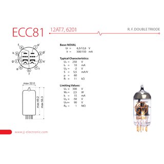 JJ ECC81 / 12AT7 Gold Tube