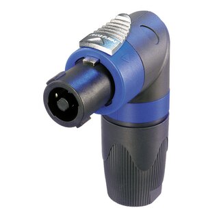 Neutrik NL4FRX Speakon 4 pole right-angle cable connector, chuck type strain relief, dark grey bushing >1000 W