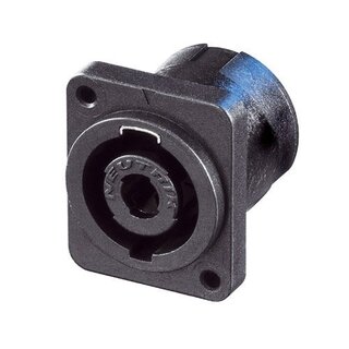 Neutrik NL4MP-M3 Speakon 4 pole chassis connector, black D-size flange, M3 threaded insert, 3/16 flat tabs