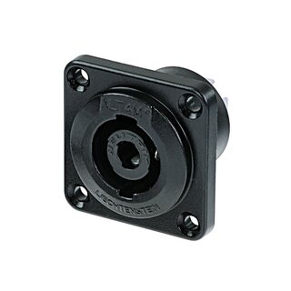 Neutrik NLT4MP-BAG Speakon 4 pole male chassis connector, black-chrome metal housing, solder or  flat tabs